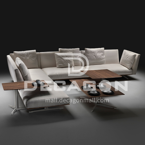 MY-826-Living room high-end Nordic Italian minimalist linen fabric sofa + seat bag down + armrest bag down + hardware base